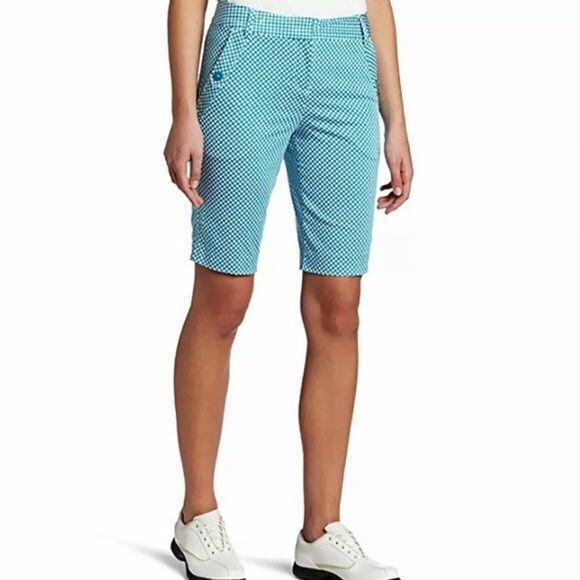 Puma Womens Bermuda Golf Shorts Turkish Tile Print Sporty Teal White Medium - Picture 3 of 16